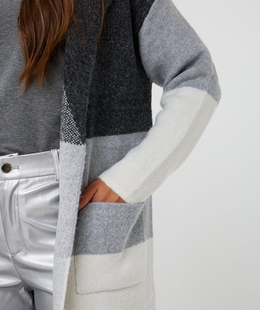 Color Block Melange Sweater Jacket