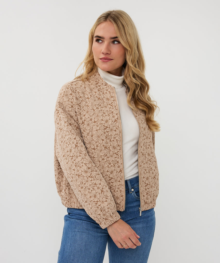 Embossed Flower Bomber Jacket