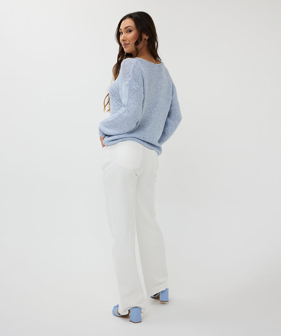 Tape Yarn V-Neck Pullover