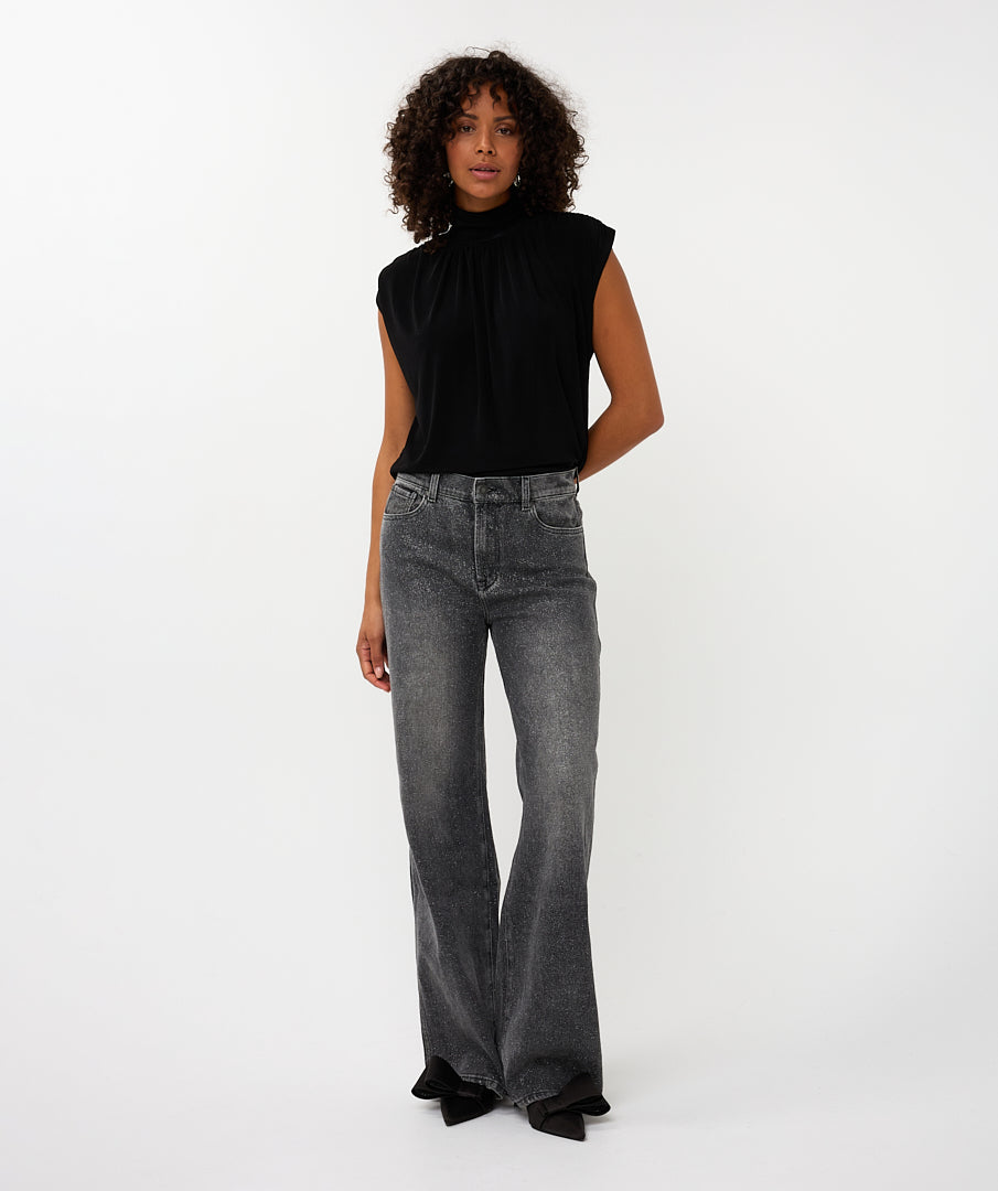 Turtle Neck Cap Sleeve Top