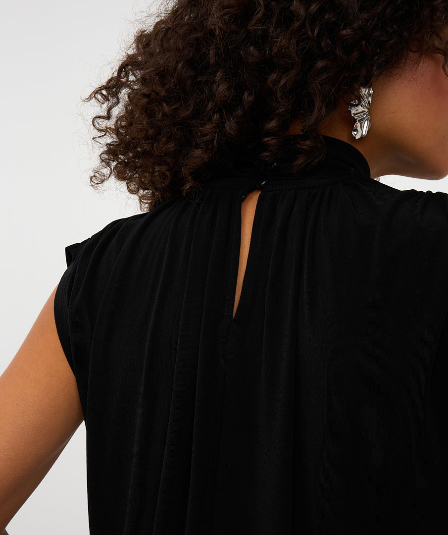 Turtle Neck Cap Sleeve Top