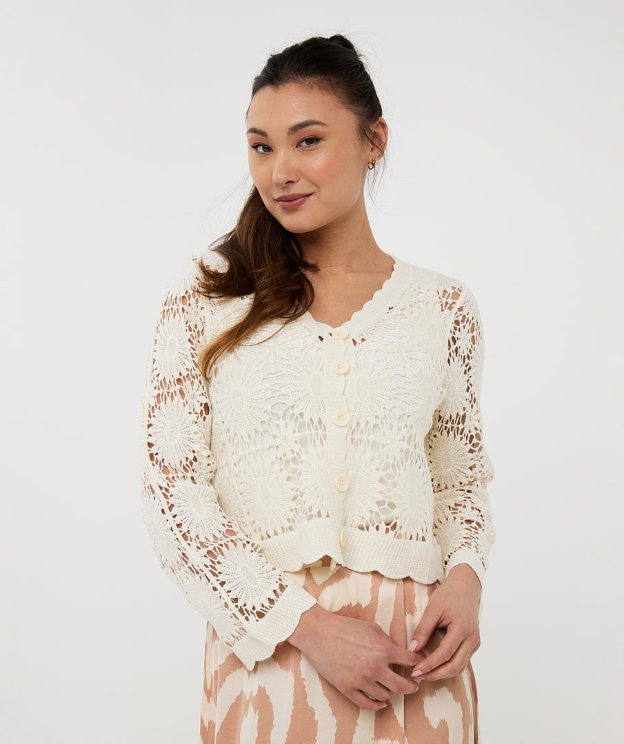 Crochet Button Front Cardigan