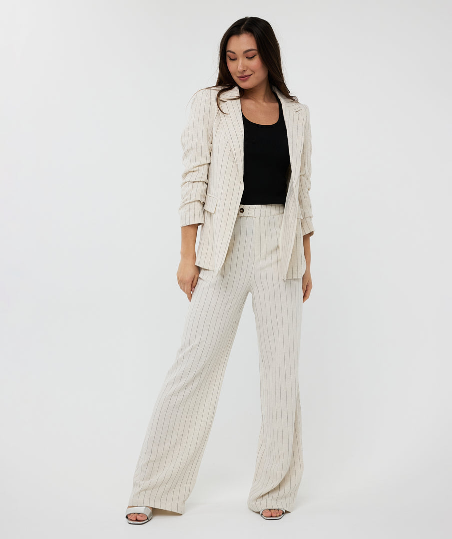 Linen Blend Stripe Blazer