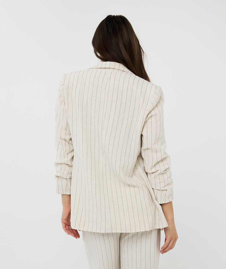 Linen Blend Stripe Blazer