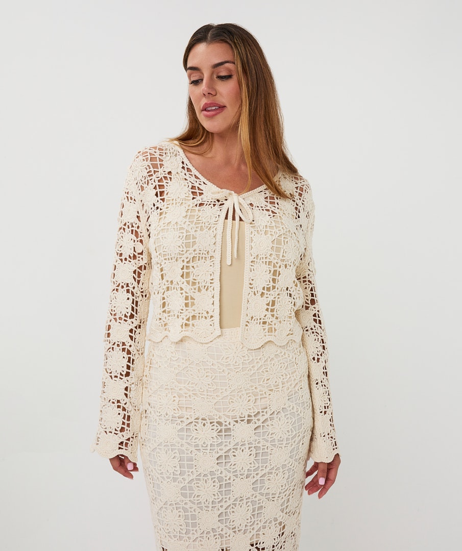 Crochet Flower Cotton Cardigan