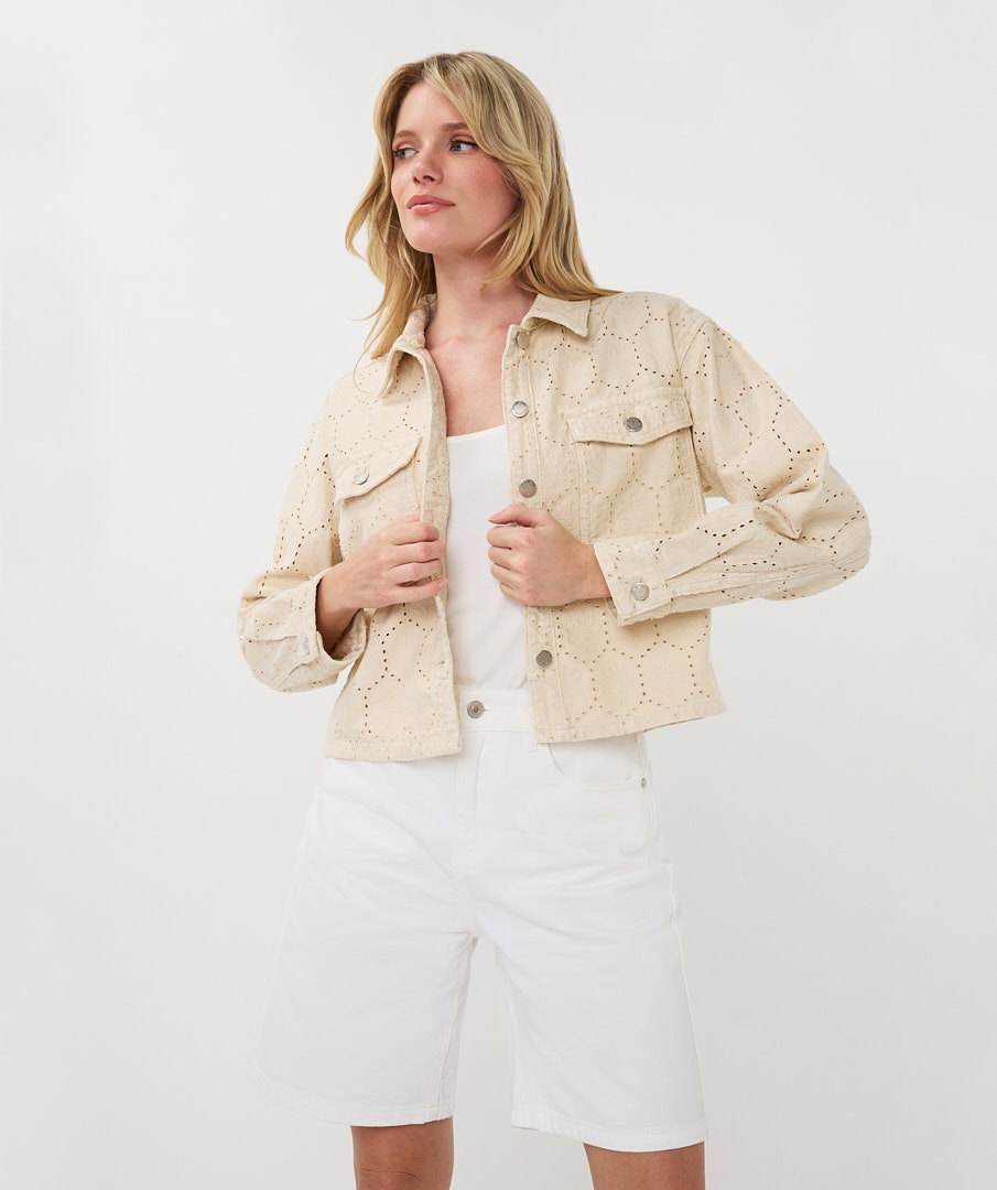 Cotton Eyelet Jean Jacket