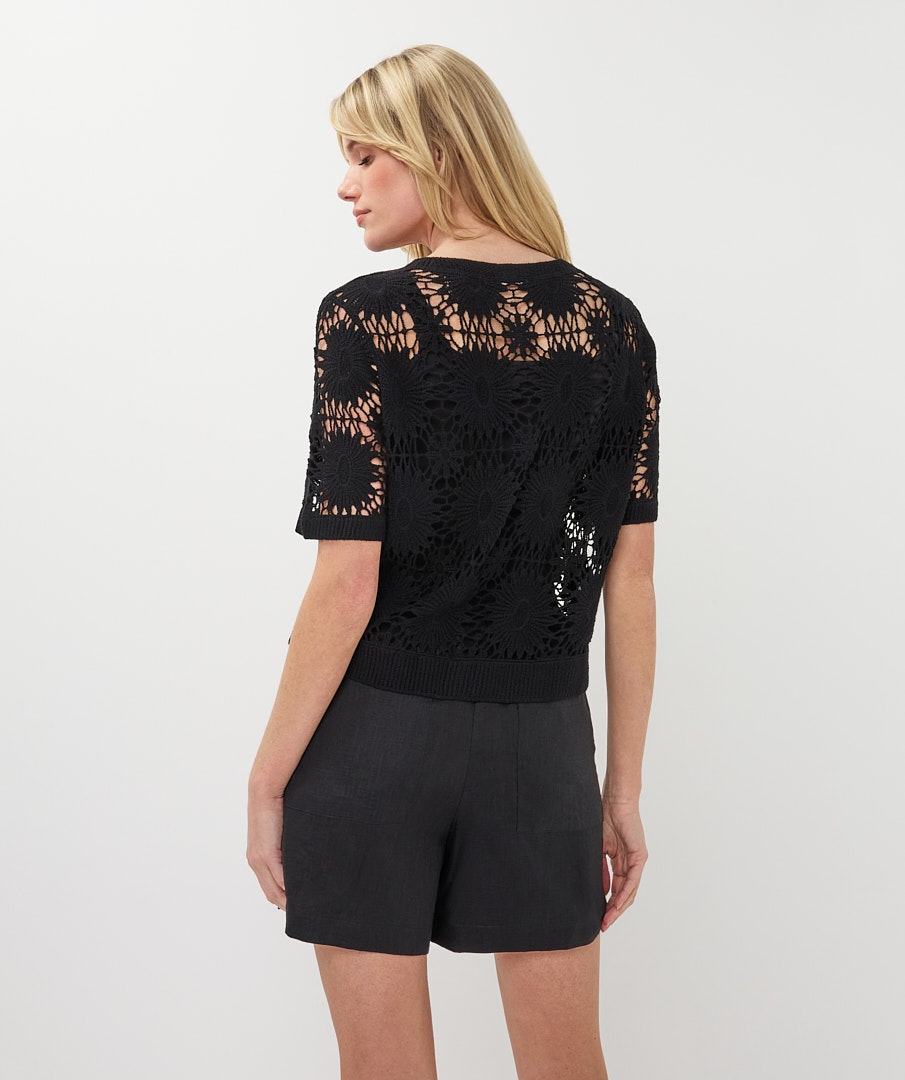 Crochet Flower Crop Cardigan