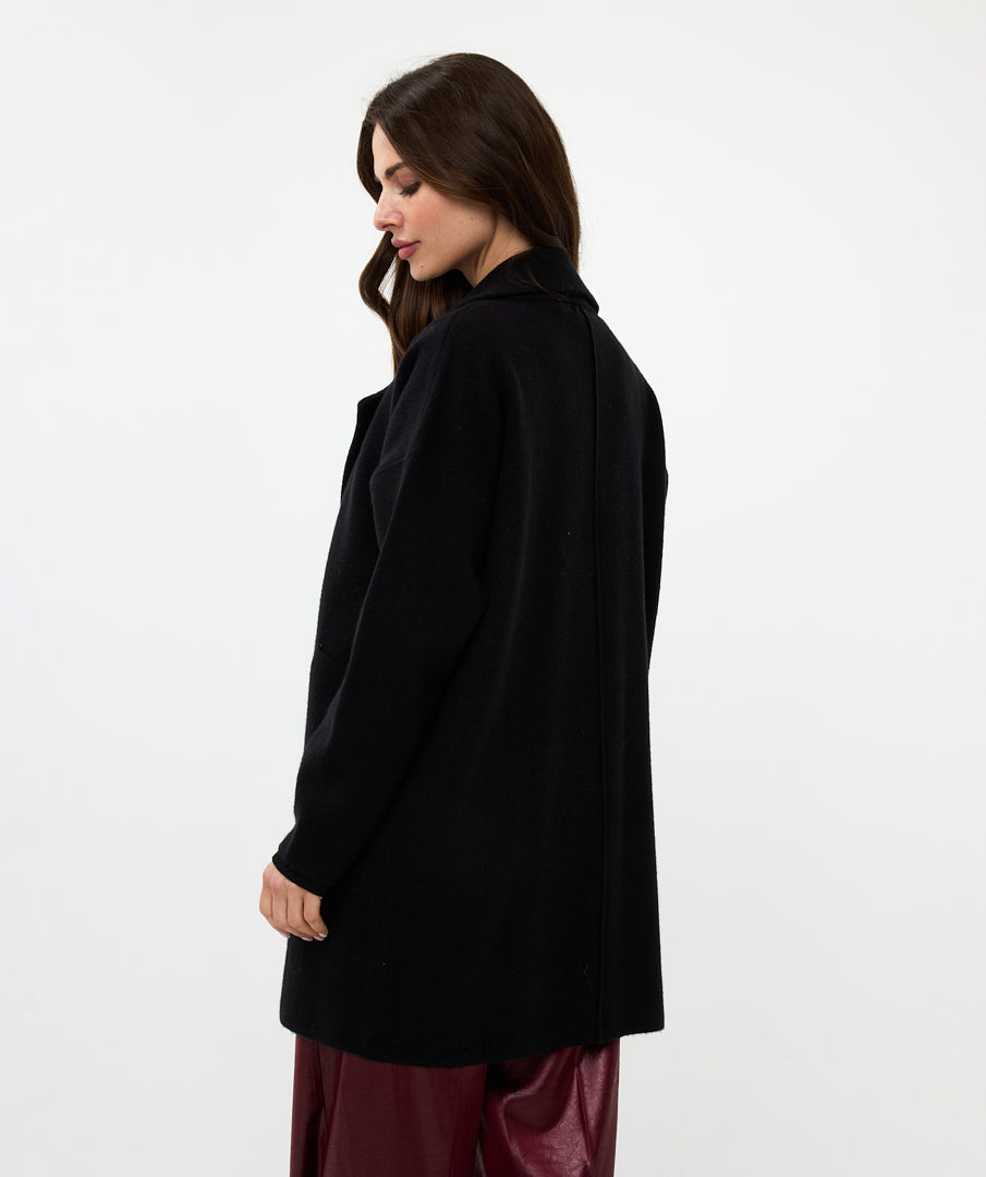 Button Front Notch Collar Knit Jacket