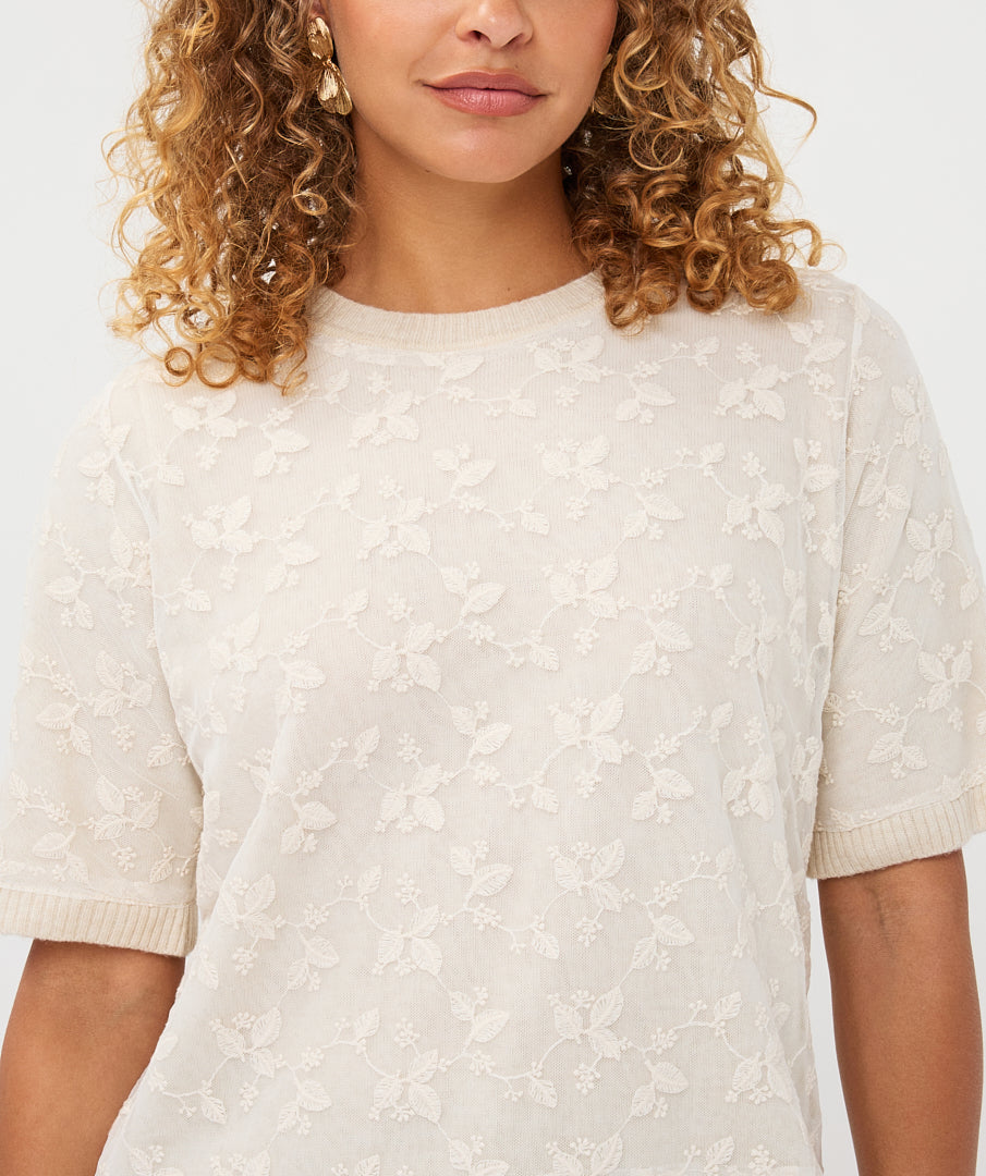 Flower Lace Overlay Sweater