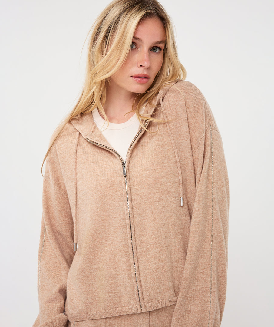 Hooded Wool Knit Jacket