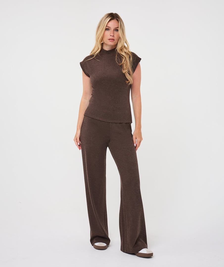 Mock Neck Cap Sleeve Knit Top