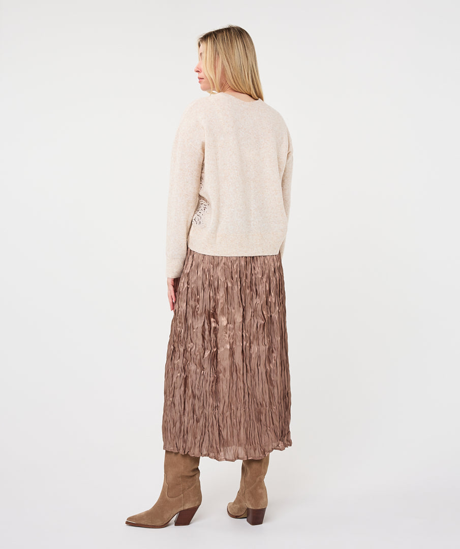 Plisse 35" Satin Skirt