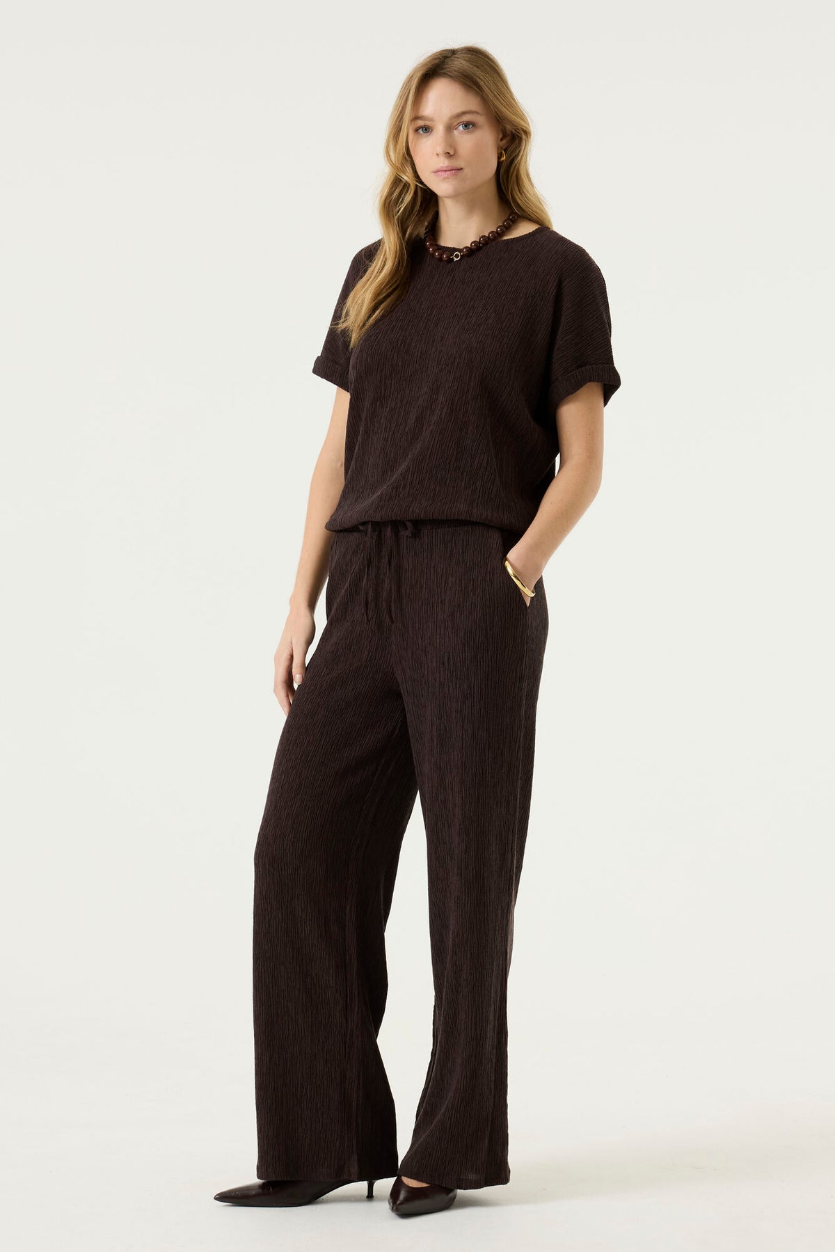 Pleated Straight Leg Pant