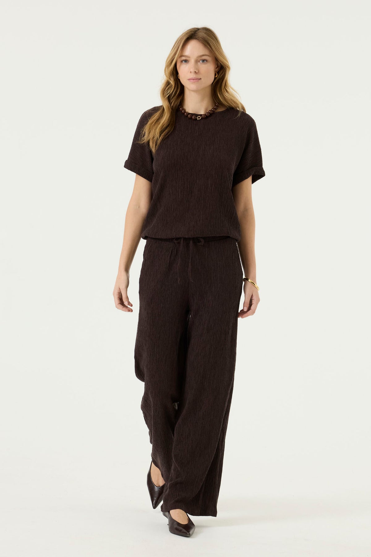 Pleated Scoop Neck Top