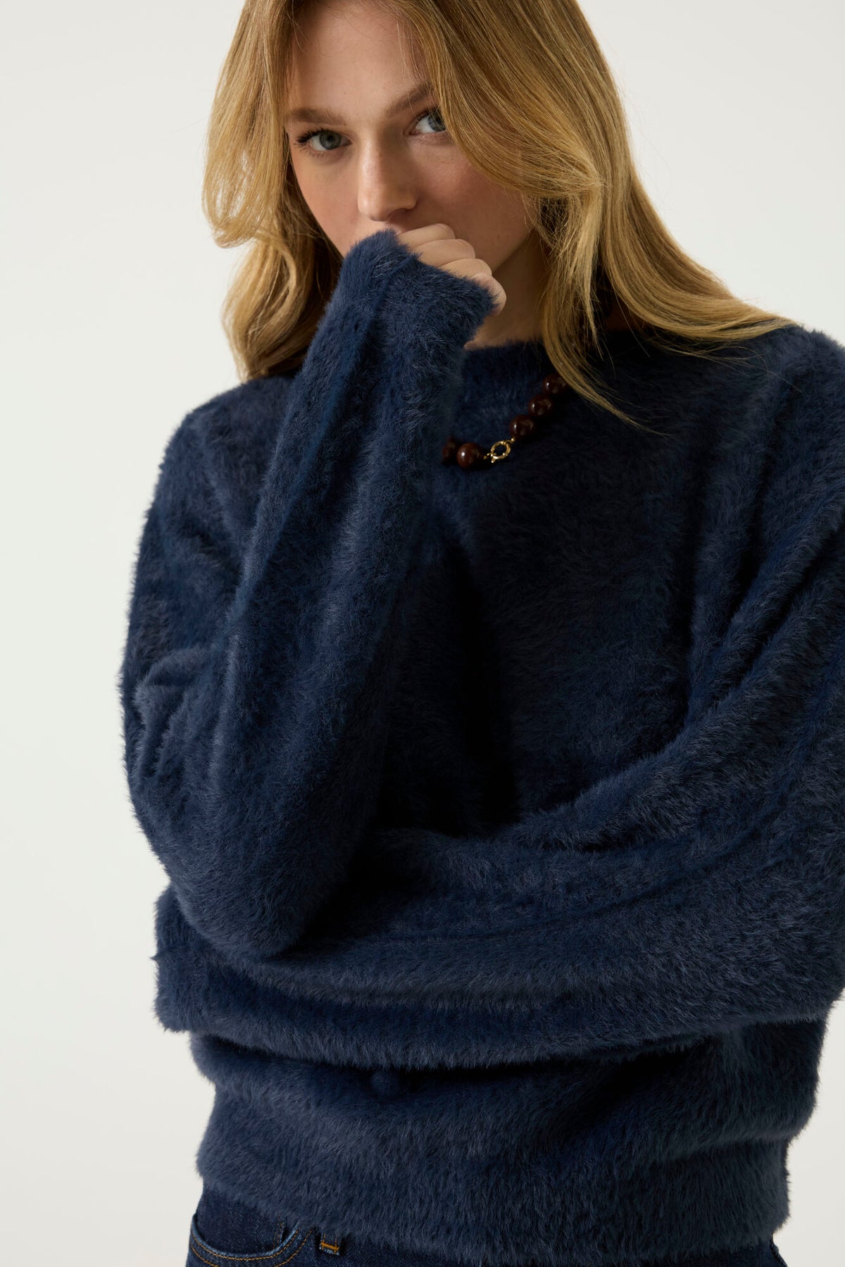 Boat Neck Lantern Sleeve Sweater
