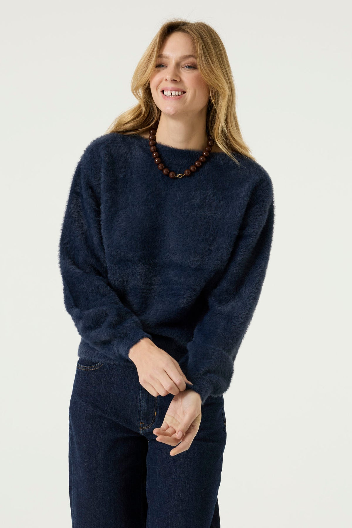 Boat Neck Lantern Sleeve Sweater
