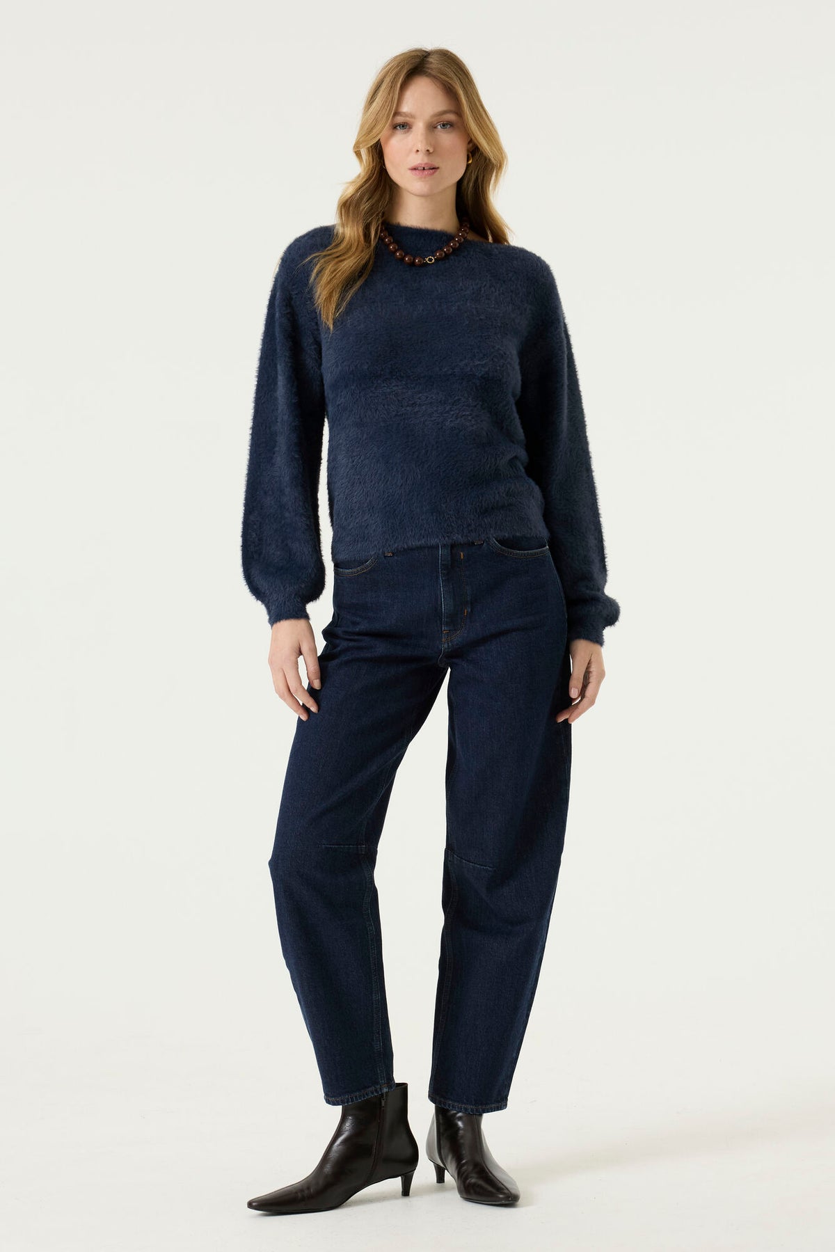 Boat Neck Lantern Sleeve Sweater