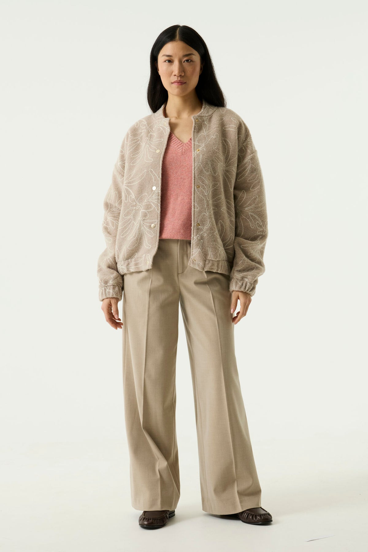 Floral Jacquard Baseball Jacket