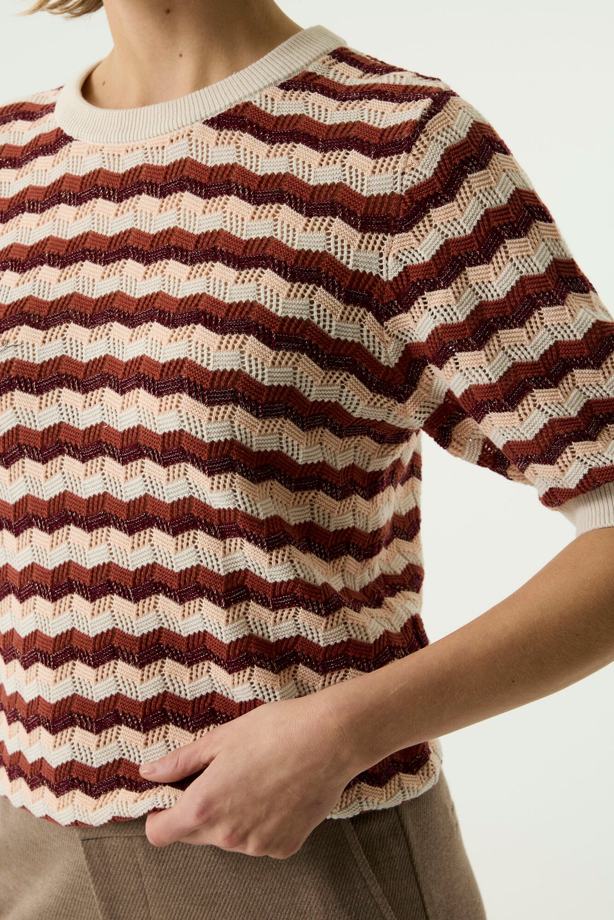 Stripe Crochet Cotton Sweater