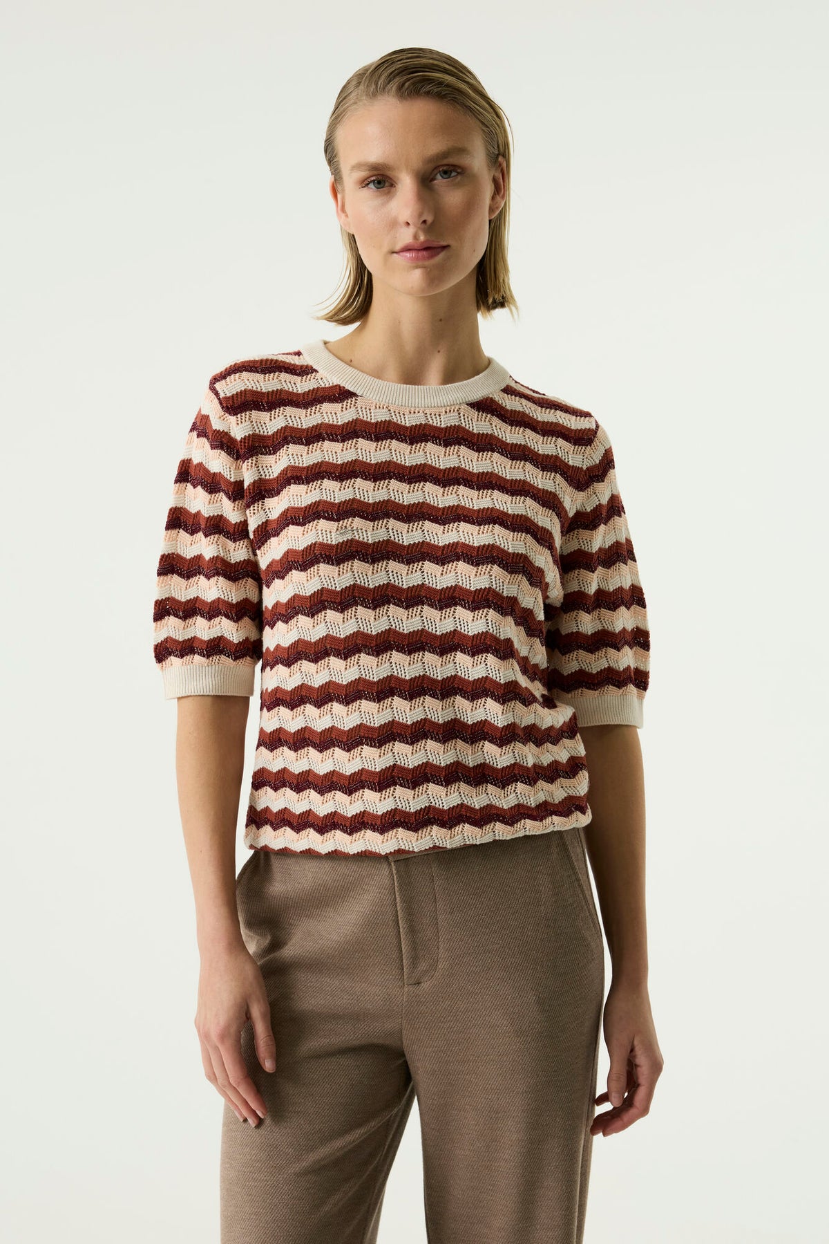 Stripe Crochet Cotton Sweater