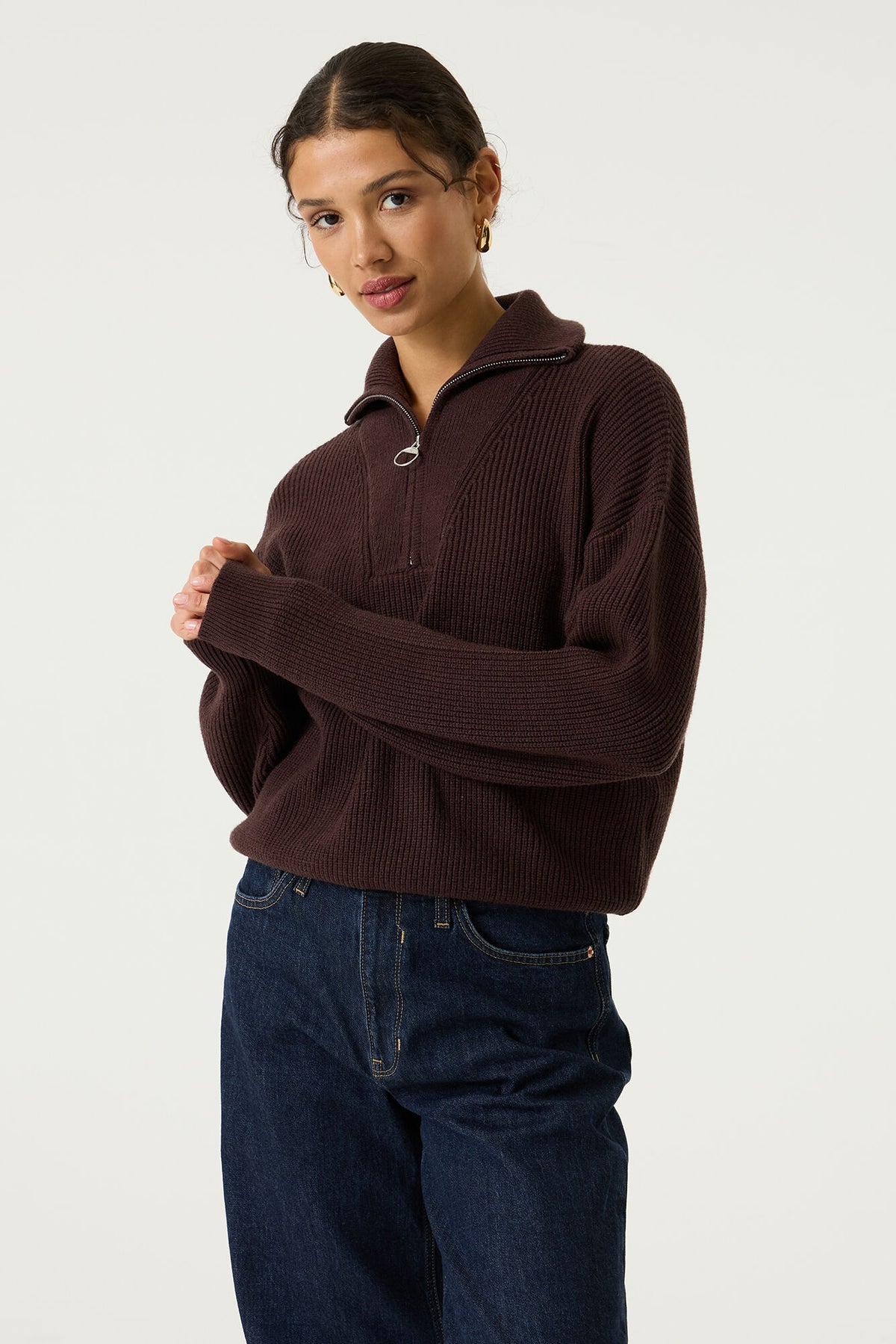 Zipper Turtle Neck Sweater