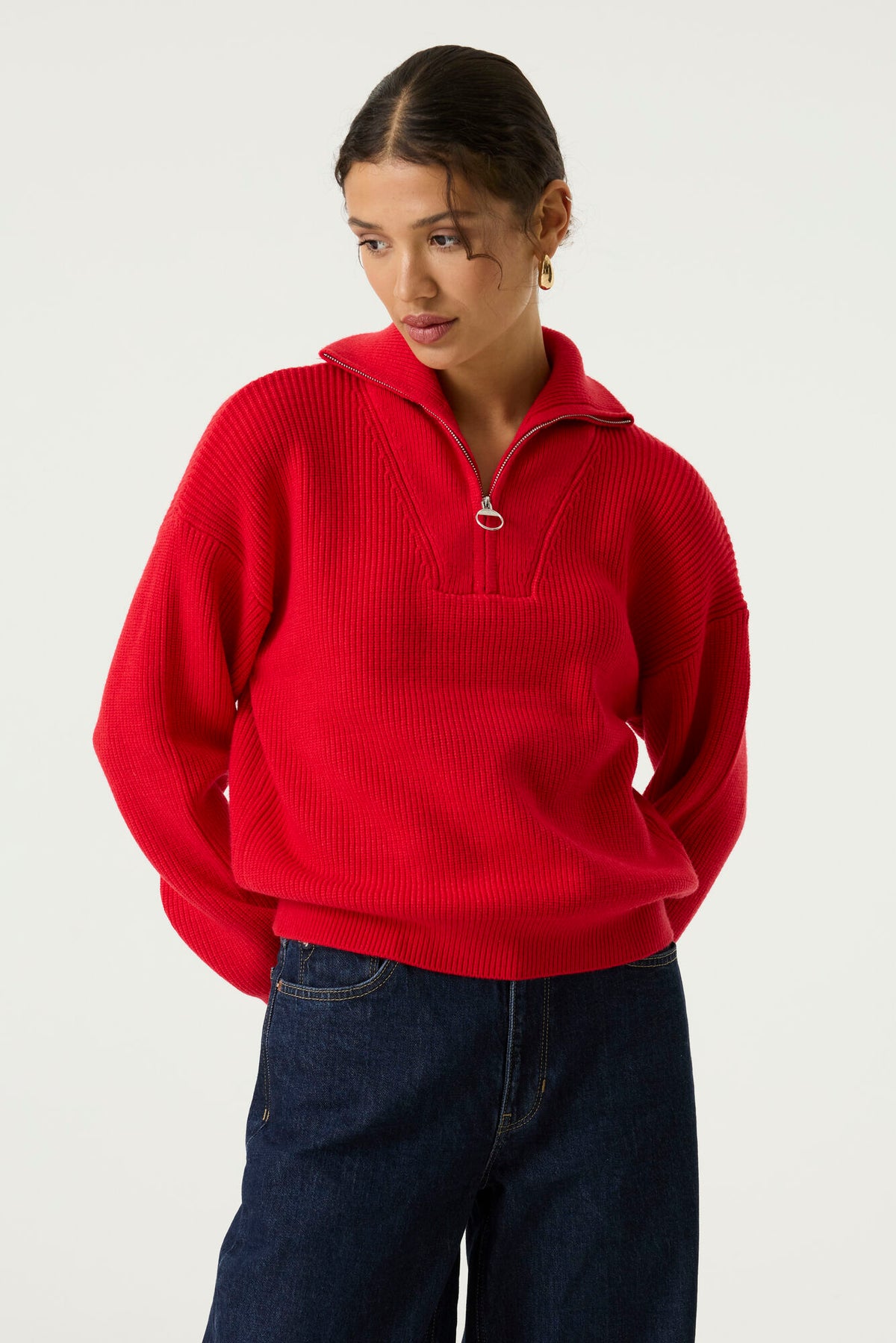 Zipper Turtle Neck Sweater