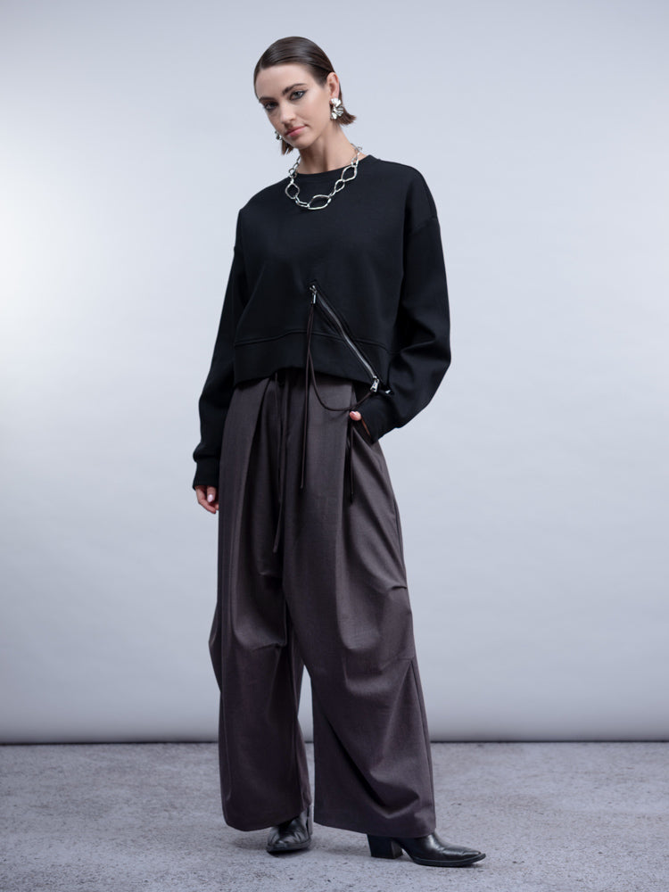 Zipper Trim Sweatshirt