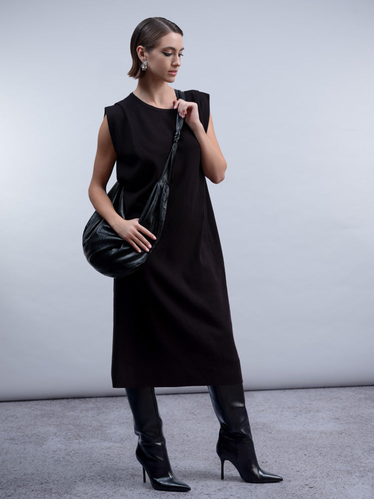Sweater Knit Belted Midi Dress