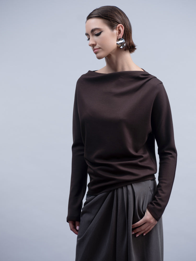 Boat Neck Long Sleeve Top