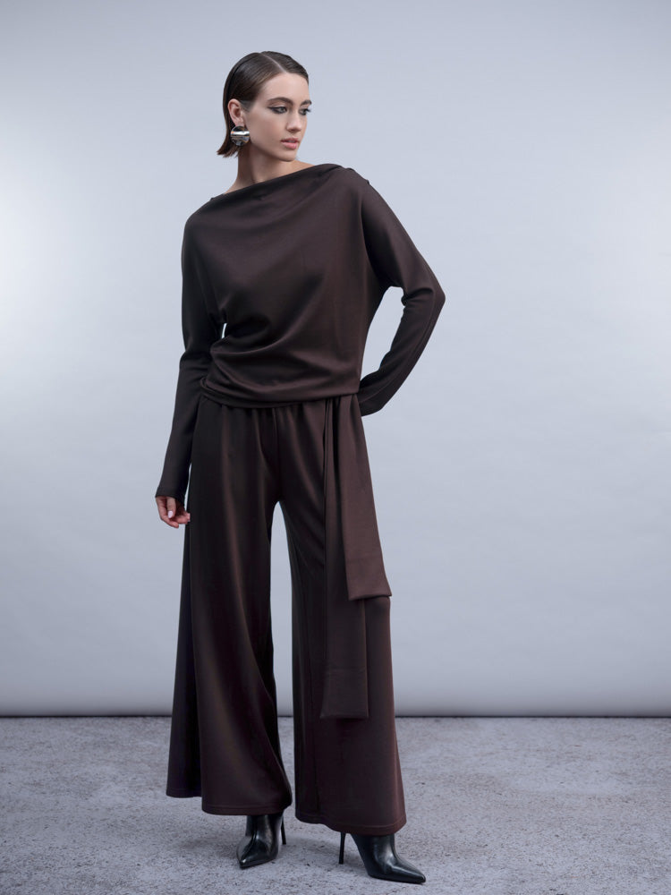 Boat Neck Long Sleeve Top