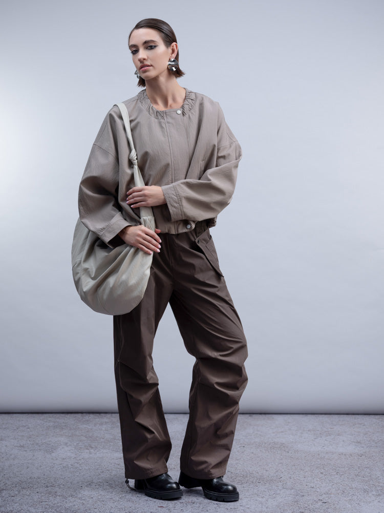 Zip Front Bubble Hem Jacket