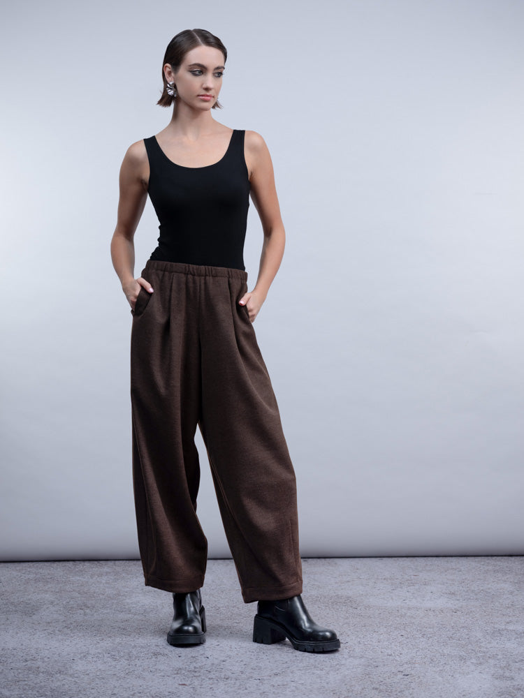 Barrel Hem Wide Leg Pant