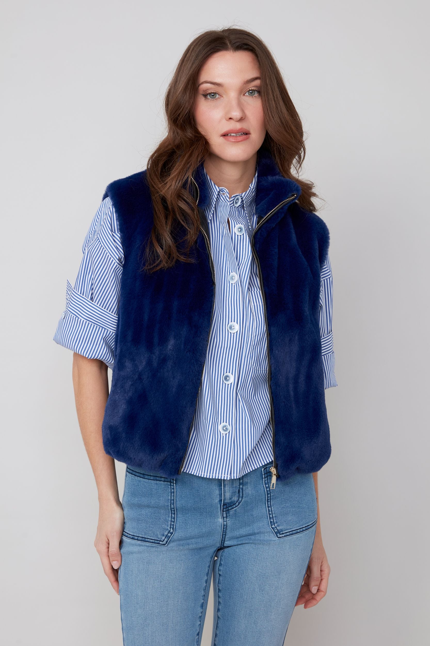 Faux Fur Zip Front Vest