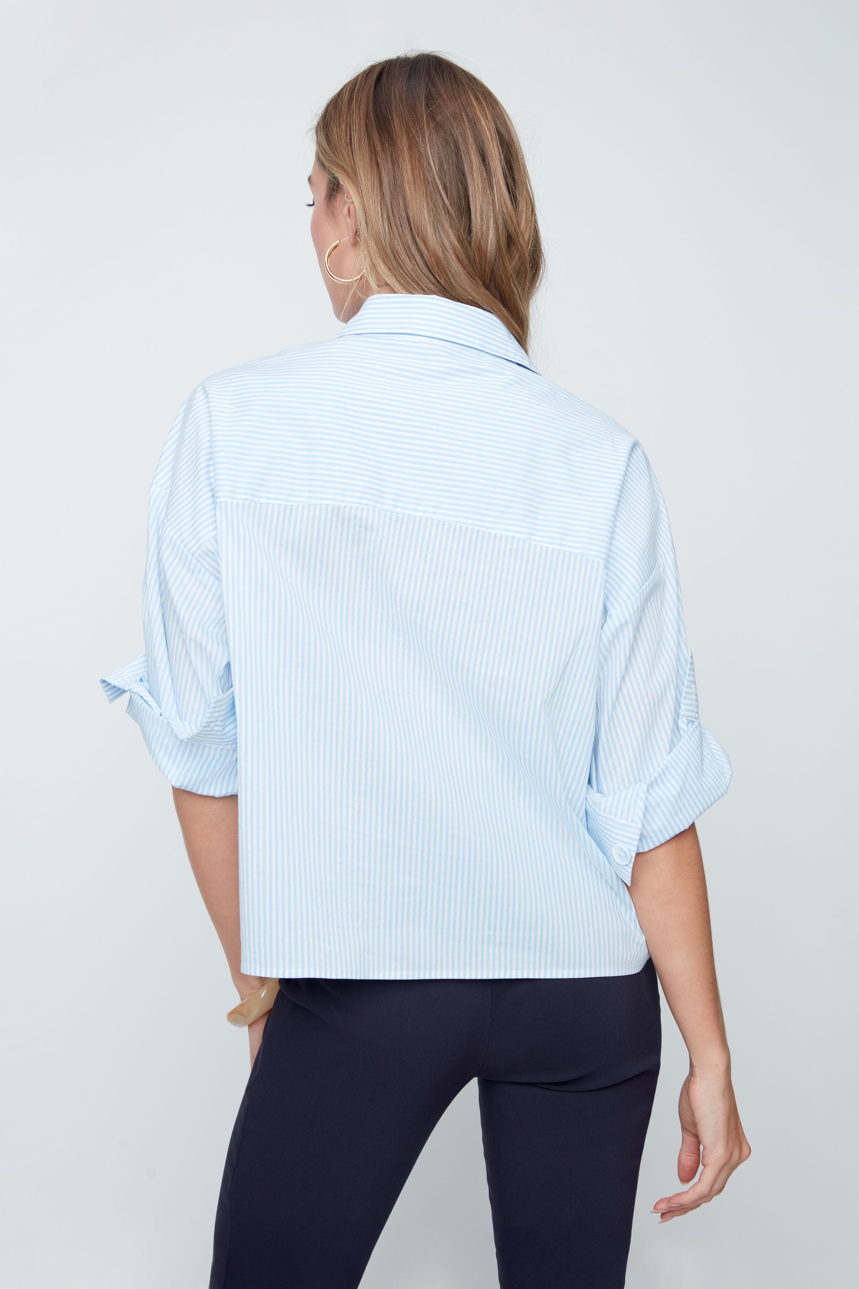 Stripe Bubble Sleeve Shirt