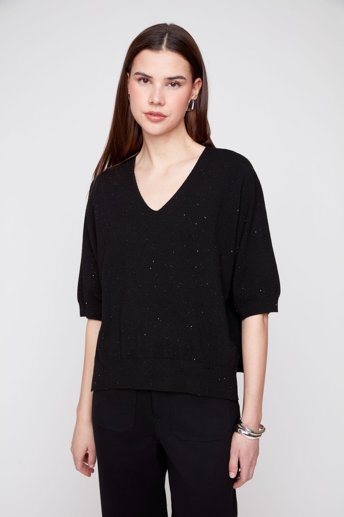 Sequin V-neck Sweater