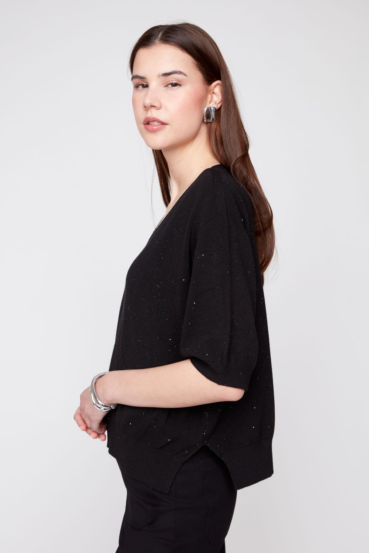 Sequin V-neck Sweater