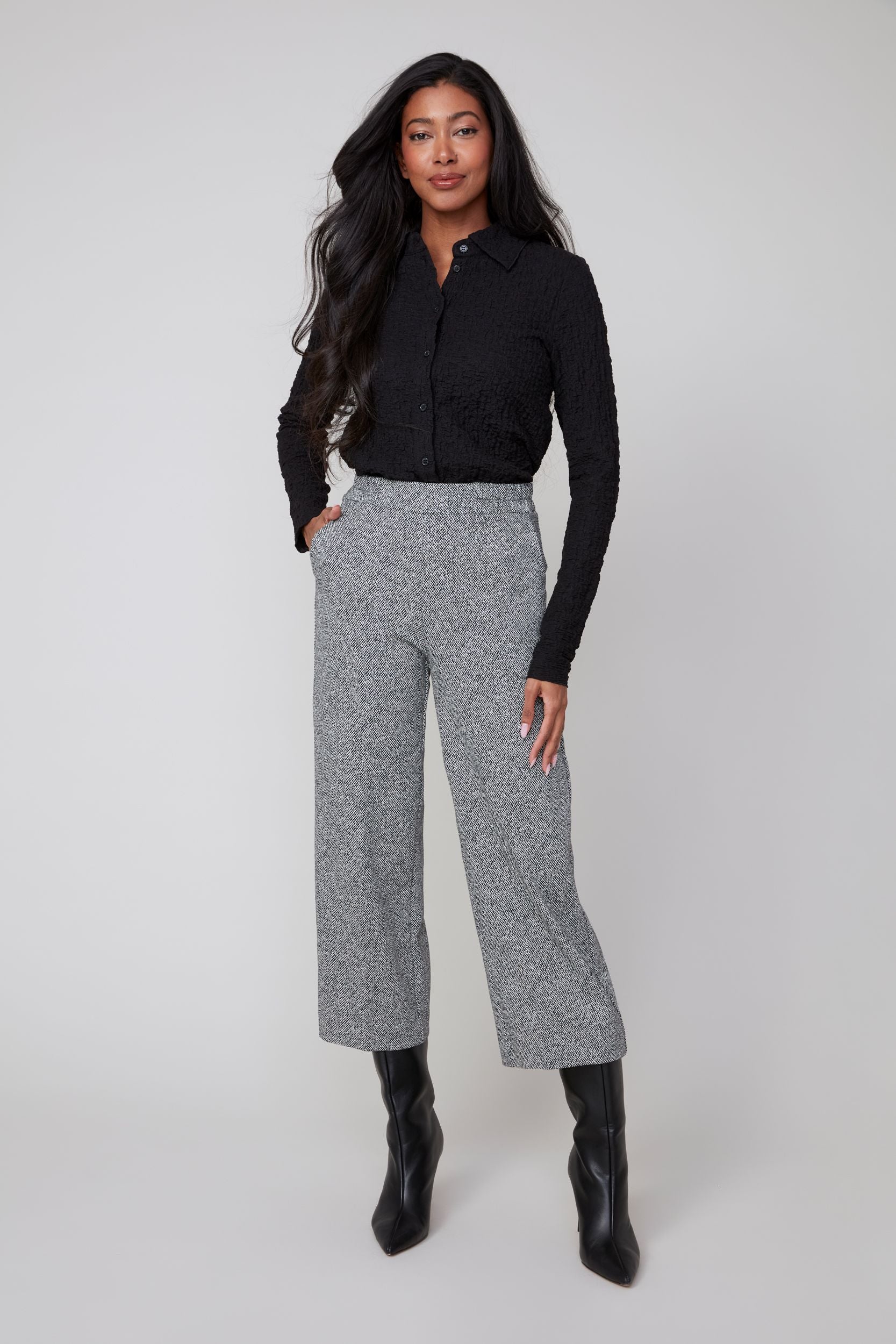 Tweed Knit Crop Pant