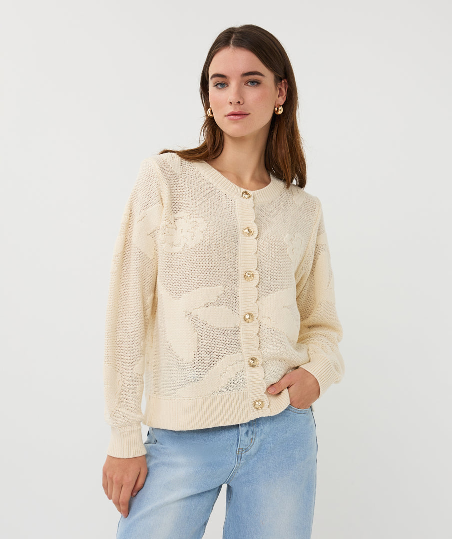 Daisy Jacquard Cotton Cardigan