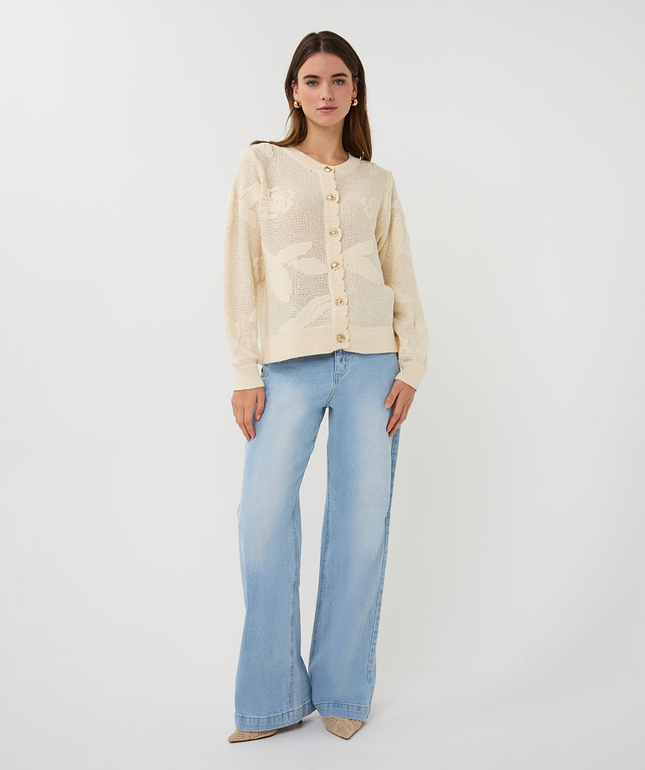 Daisy Jacquard Cotton Cardigan