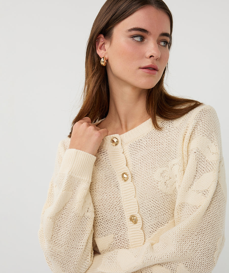 Daisy Jacquard Cotton Cardigan