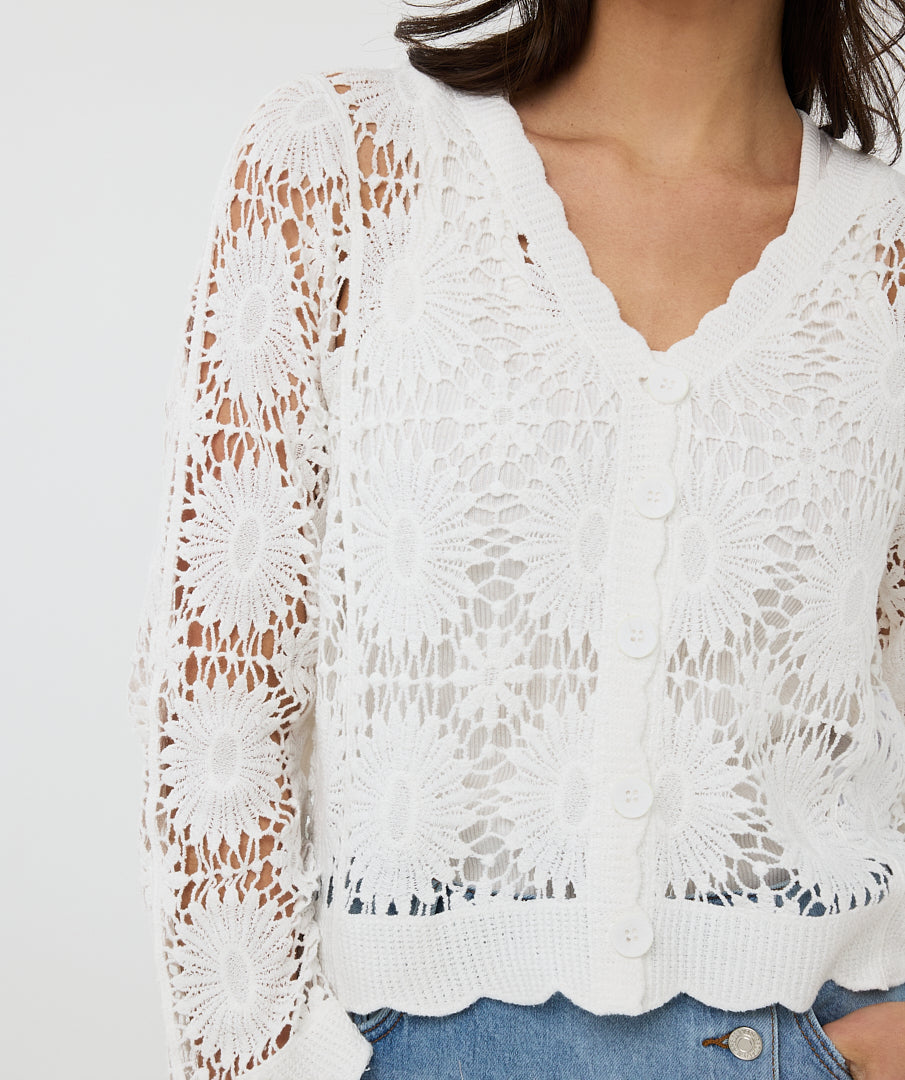 Crochet Flower Cotton Cardigan