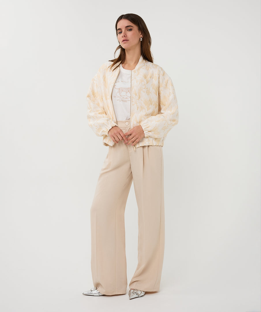 Leaf Jacquard Bomber Jacket