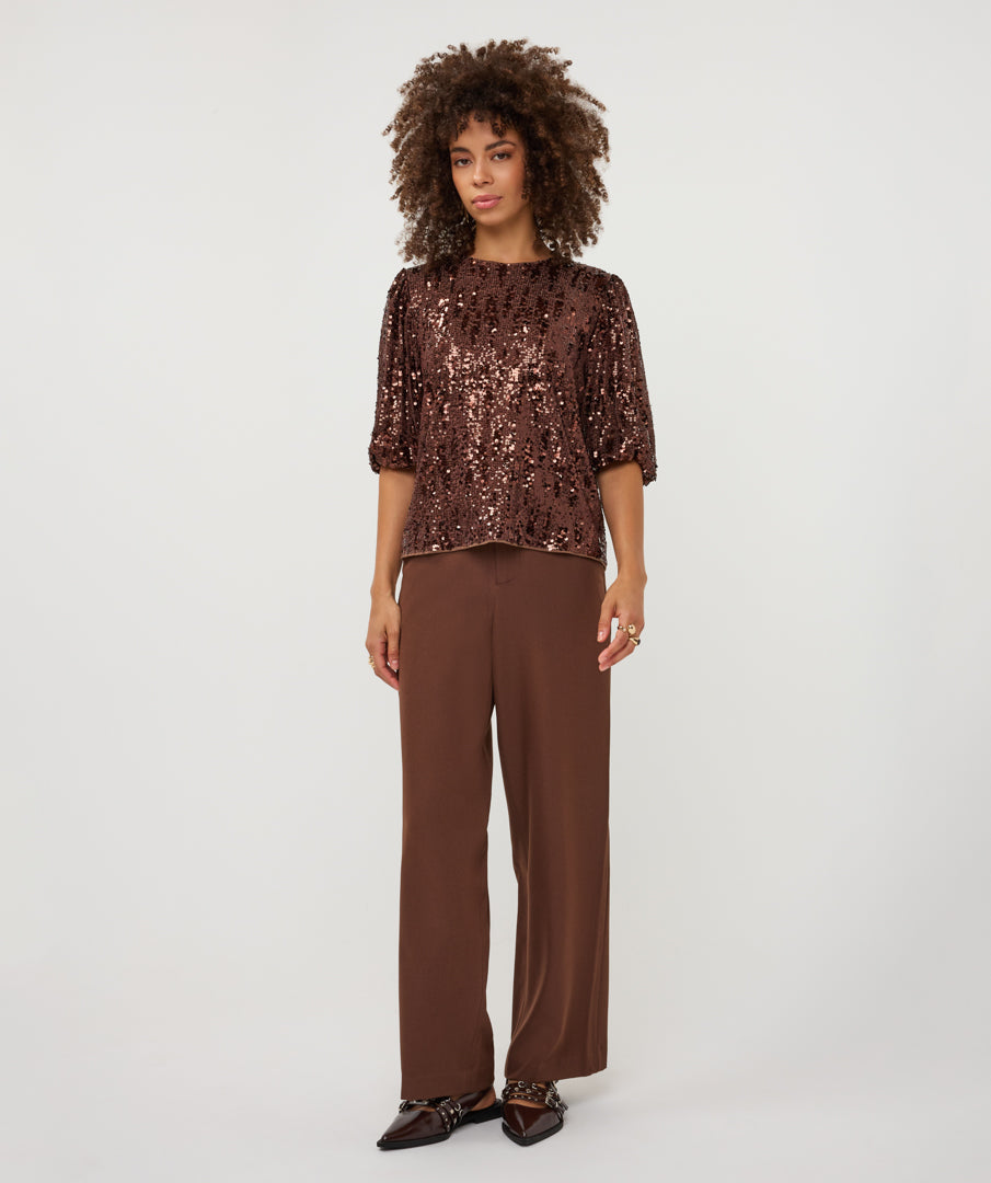 Sequin Balloon Sleeve Top
