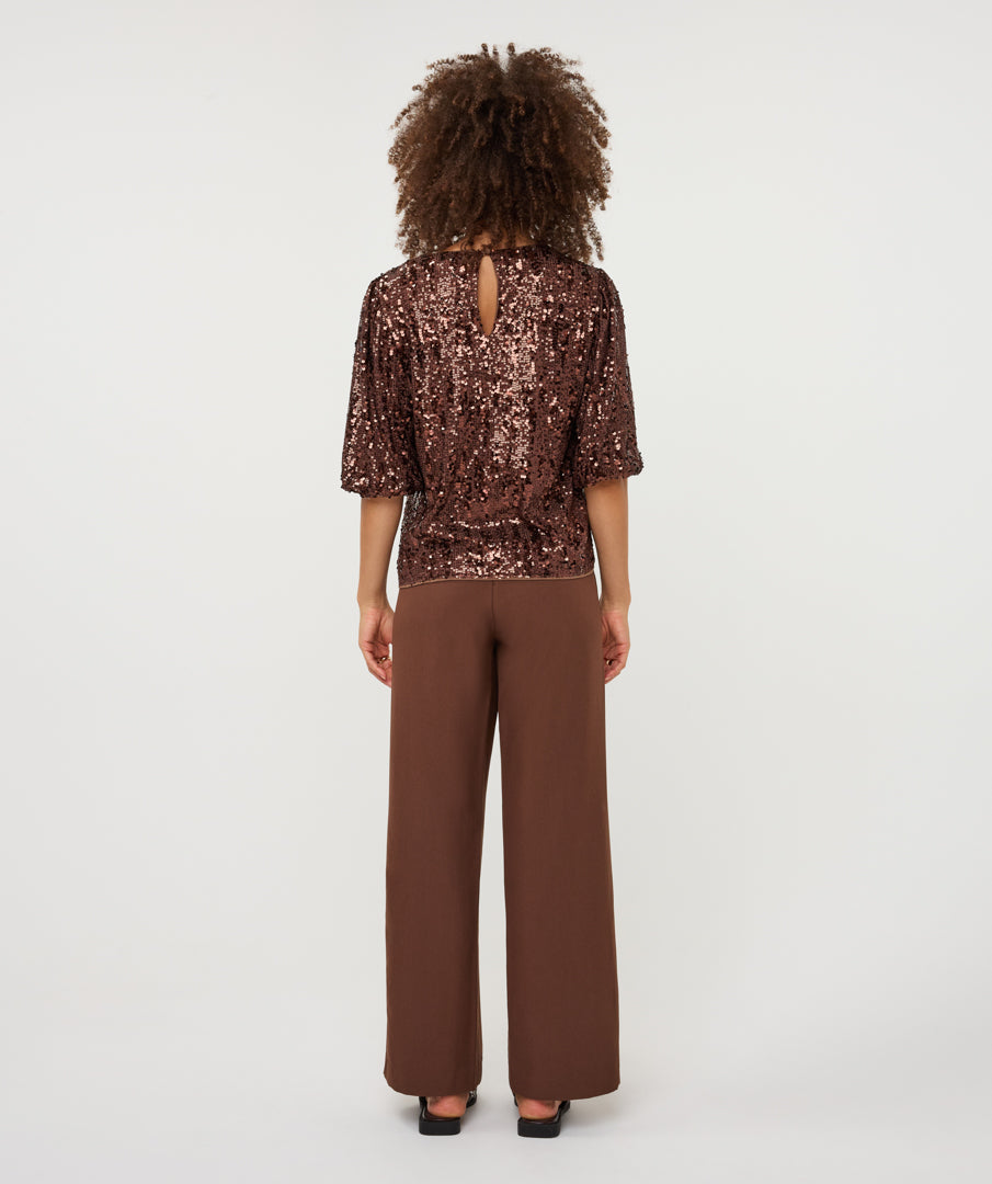 Sequin Balloon Sleeve Top