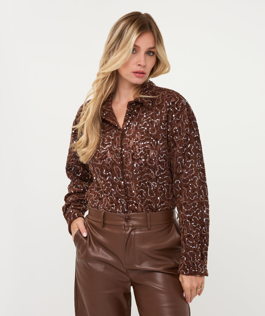 Cut Velvet & Sequin Blouse