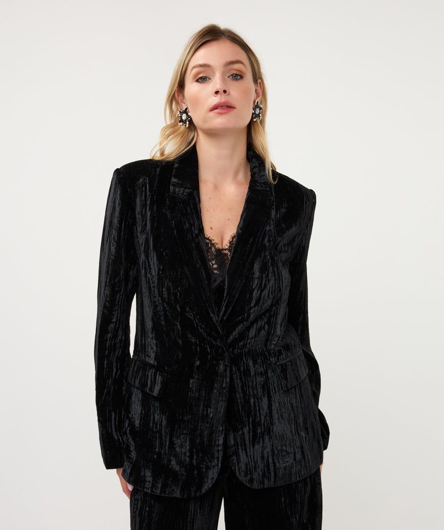 Crush Velvet Button Front Blazer