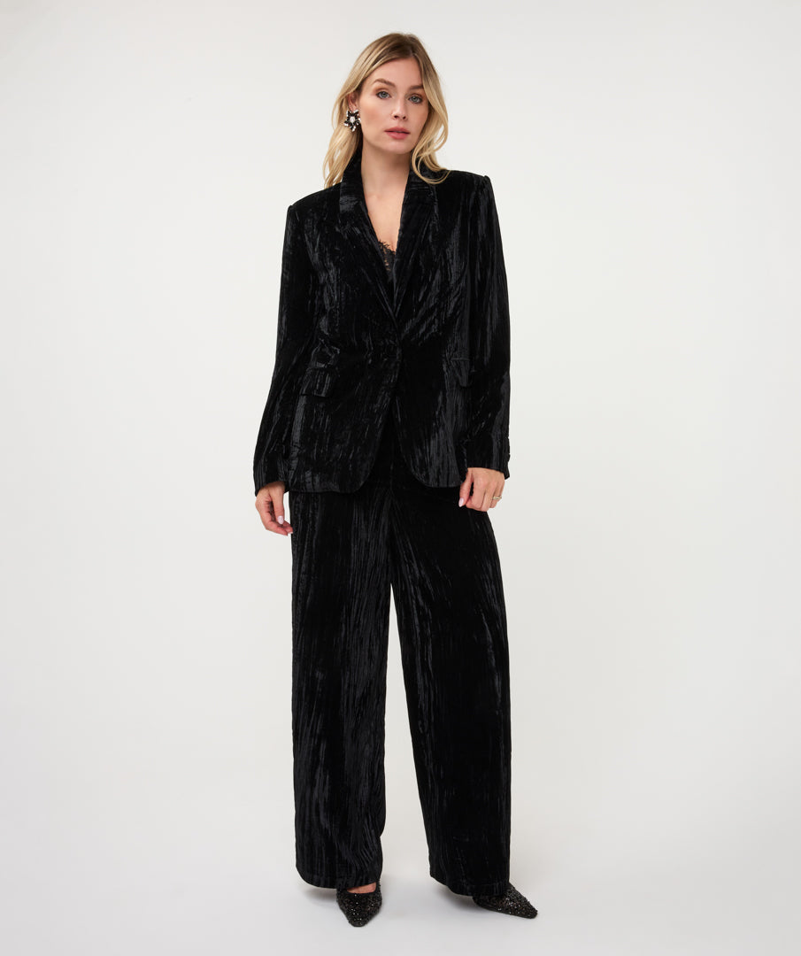 Crush Velvet Button Front Blazer
