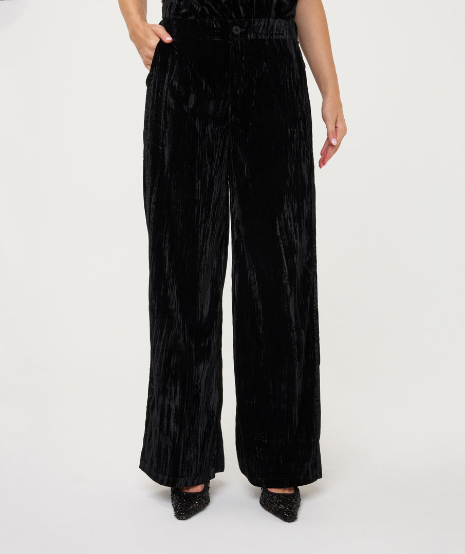 Crush Velvet Wide Leg Pant