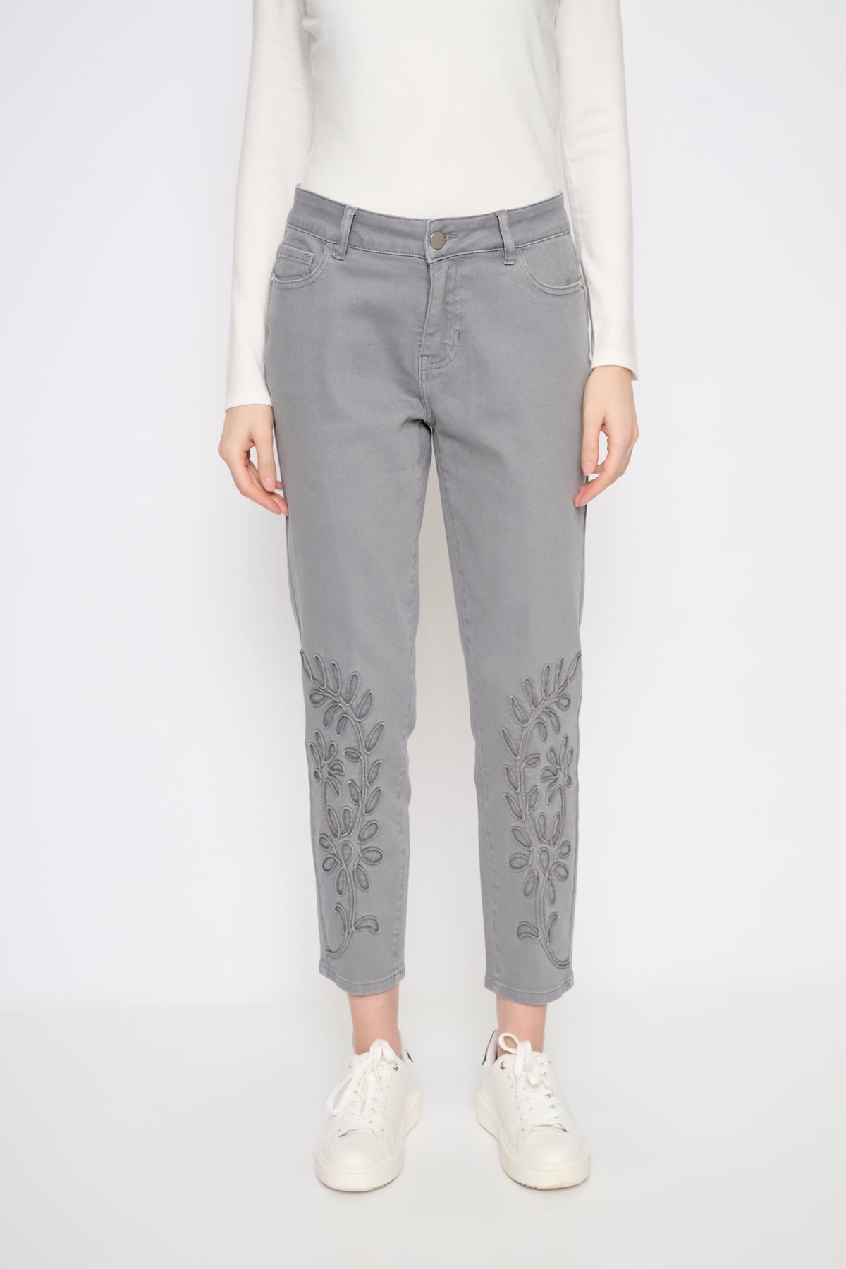 Flower Soutache Crop Jean
