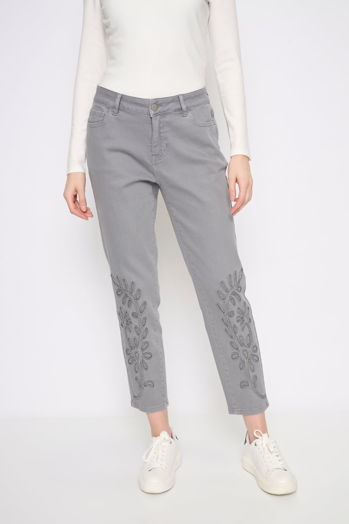 Flower Soutache Crop Jean
